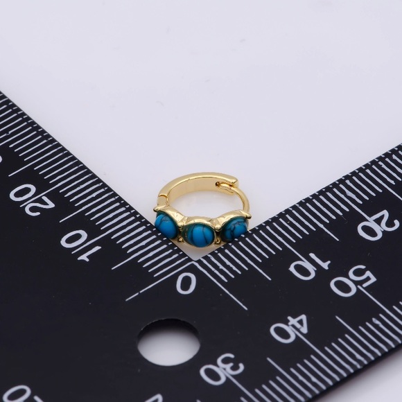 Dainty Turquoise Hoop Earrings - Picture 4 of 4